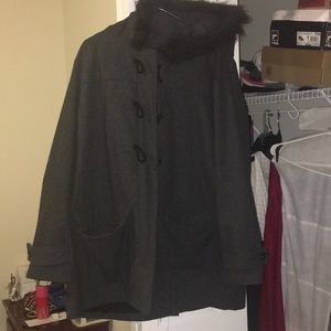 Wool gray winter coat  with a silky inside